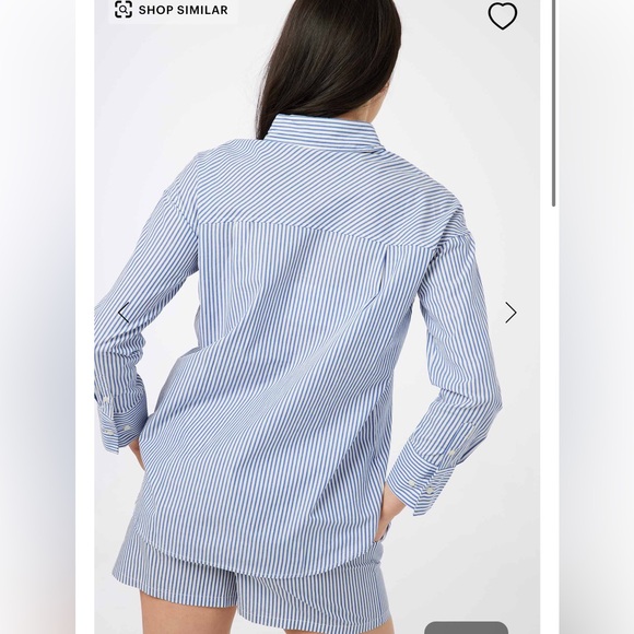 Ardene NWOT Striped Poplin Cotton Button Up Shirt And Midi Shorts Set - Picture 5 of 10